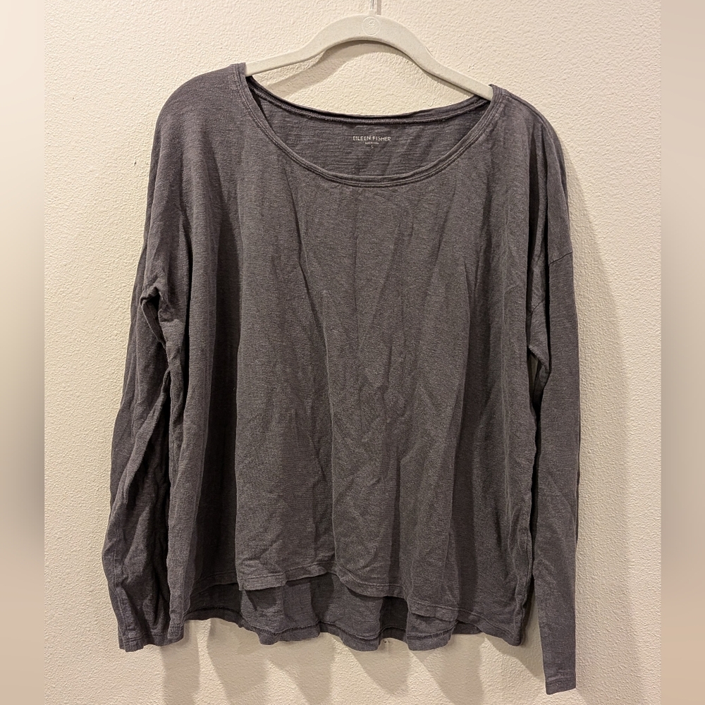Eileen Fisher Charcoal Long Sleeve Top